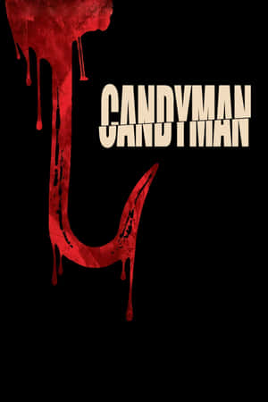 一個滴血的鉤子，帶有「CANDYMAN」文字，背景為黑色。 — 小米平板 9 Pro 壁紙