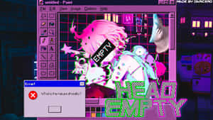 Paint 視窗中的故障效果動漫女孩，帶有詢問現實的錯誤訊息。 — 動漫 壁紙