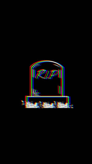 霓虹墓碑，R.I.P. 文字在黑色背景上帶有故障效果發光。 — 撕裂 壁紙