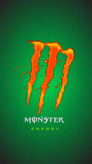 Monster Energy標誌，在綠色紋理背景上有火橙色爪痕。 — 漫威標誌 壁紙