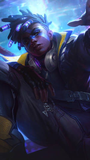 一個帶有發光辮子和未來裝備的賽博龐克動漫角色。 — 電玩遊戲 GIF 壁紙