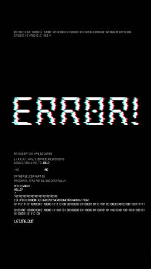 一個帶有故障文字和二進制代碼的電腦錯誤畫面。 — Marshmello iPhone 壁紙