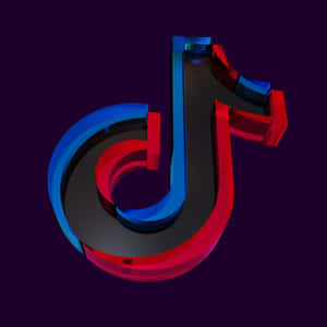 帶有紅色和藍色霓虹燈高光的3D TikTok標誌，背景為深紫色。 — TikTok 動圖 壁紙