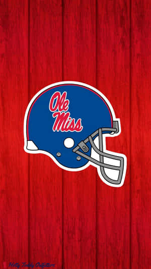 Ole Miss 美式足球頭盔在紅色木質背景上 — 運動 壁紙