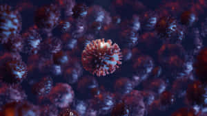 特寫一個在黑暗空間中漂浮的紅色尖刺狀病毒粒子。 — 1920x1080 壁紙