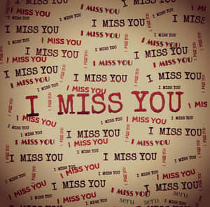 壁紙，米色背景上重複出現紅色和黑色字體的「I MISS YOU」文字。 — 悲傷語錄 壁紙