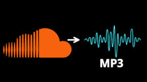 帶有聲波的橙色雲轉換為藍色MP3音頻波形。 — 16:9 壁紙