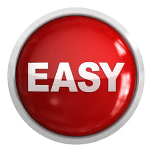 一個帶有銀色邊框的紅色按鈕，上面有白色文字寫著「EASY」 — 水彩 壁紙
