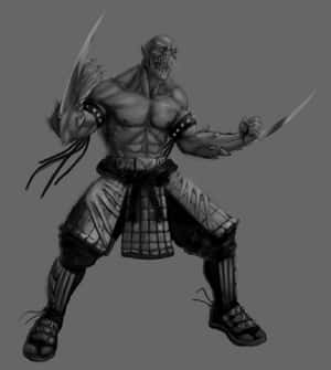 擁有爪子和雙刃的兇猛惡魔戰士，擺出戰鬥姿態。 — 榮耀Magic V 壁紙