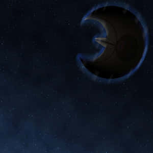 在繁星點點的夜空中，一個帶有臉孔的卡通月亮。 — 電玩遊戲 GIF 壁紙