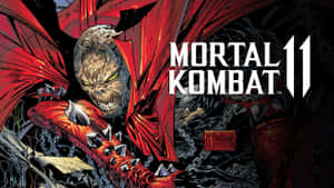 骷髏臉Mortal Kombat角色，紅色斗篷，帶遊戲標誌
