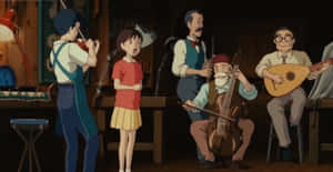 年輕女孩在舒適的木質房間裡觀看音樂家演奏樂器。 — 鹿丸 壁紙