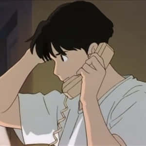 動漫男孩打電話，沉思中，室內 — Xxxtentacion 動畫 GIF 壁紙