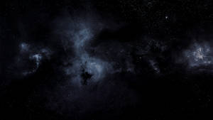 一個宇宙星雲，在深邃的太空中帶有藍色雲層和星星。