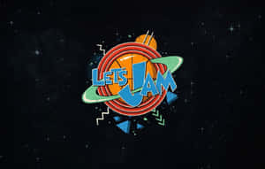 復古「Let's Jam」標誌，帶有籃球和土星環，在星空中。 — 怪物奇兵 壁紙
