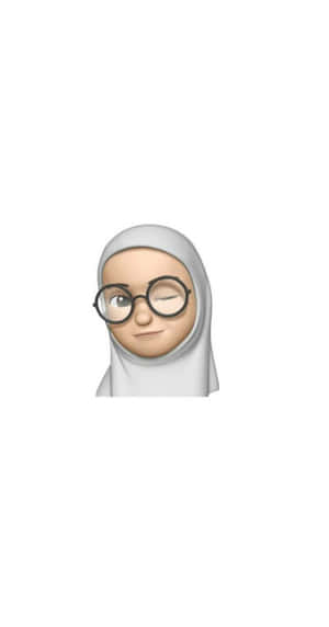 微笑的女性emoji，戴白色頭巾和圓框眼鏡 — Pixel Fold 壁紙
