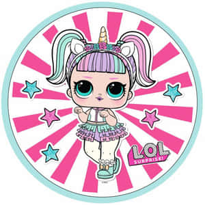 一個LOL Surprise!獨角獸娃娃，帶有粉彩頭髮和閃亮星星，在粉紅色太陽爆發背景上。 — 娃娃 壁紙
