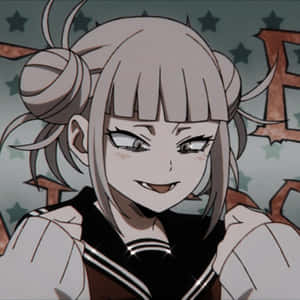 動漫女孩穿著水手服，灰色雙馬尾，星空背景微笑。 — 雕塑 壁紙