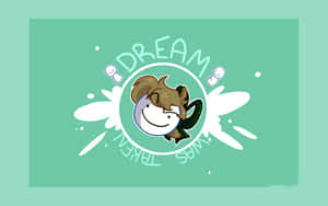 一個微笑的卡通人物在薄荷綠色上睡覺，帶有 'dream was taken' 文字和白色飛濺。 — 夢幻 GIF 壁紙