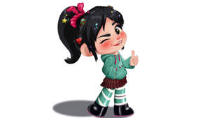 卡通女孩眨眼並豎起大拇指。 — 黑白小丑 壁紙