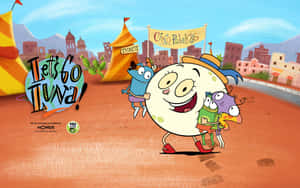 卡通月亮與外星人在藍天下的馬戲節。 — Pbs Kids 壁紙