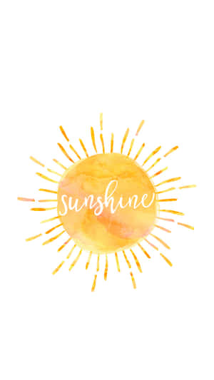 水彩太陽插圖，內部寫有sunshine這個詞。 — 乾淨 壁紙