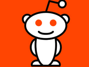 一個微笑的白色外星人，擁有橙色眼睛和天線，在橙色背景上。 — Reddit 壁紙