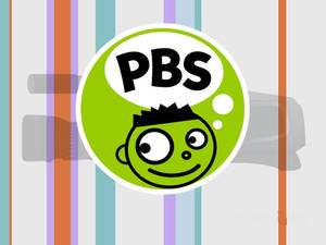 PBS 標誌，在條紋背景上有一個微笑的卡通臉。