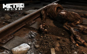 在黑暗的地下環境中，變異生物死在生鏽的地鐵軌道上。 — 地鐵 2033 壁紙
