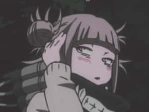 一個悲傷的粉紅色頭髮動漫女孩抱頭哭泣。 — 洋裝 壁紙