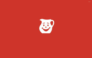白色微笑水壺標誌在紅色背景上 — Kool Aid 小幫手 壁紙