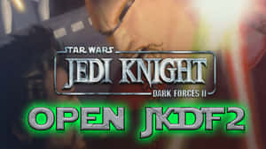帶有發光綠色文字的Star Wars Jedi Knight Dark Forces II遊戲標題。 — 戰士 壁紙