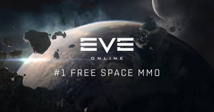 Eve Online 遊戲廣告，顯示日落時分有行星和小行星的太空場景。 — 太空 壁紙