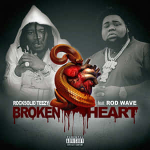 Rocksolid Teezy 與 Rod Wave 合作的《Broken Heart》專輯藝術，蛇纏繞著流血的心臟。 — 羅德·韋夫 壁紙