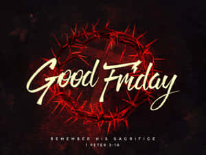 深色背景上帶有「Good Friday」文字和經文的荊棘冠冕。 — 海灘度假 壁紙