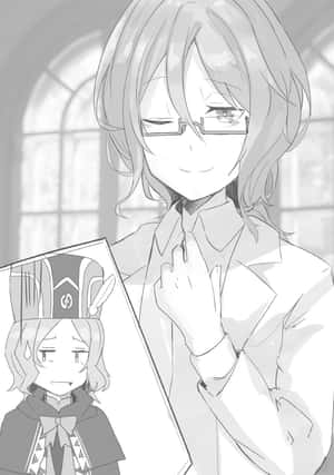 動漫角色手持自己年輕時的肖像。 — 華為Pura X Max 壁紙