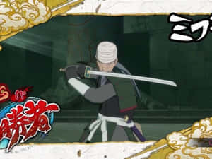 動漫忍者戰士在石室中持劍擺出戰鬥姿勢。 — 日本武士 壁紙
