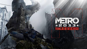 來自 Metro 2033 Redux 的雪地廢墟城市景觀中的防毒面具人物 — 決勝時刻 戰爭地帶 4K 壁紙