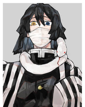 戴面具和脖子上有蛇的動漫角色 — 伊黒小芭内 壁紙