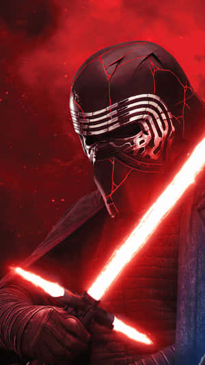 西斯戰士在暗紅色空間中手持紅色光劍。 — 凱羅·忍 壁紙