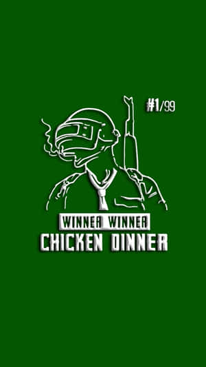 遊戲角色拿著步槍和領帶，以「Winner Winner Chicken Dinner」文字慶祝勝利。 — 淺綠色系 壁紙