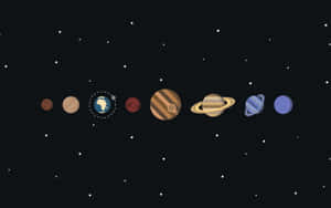 以星光夜空為背景的扁平設計風格太陽系行星。 — 2880x1800 壁紙