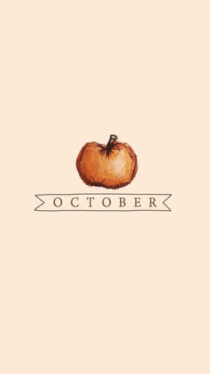 米色背景上帶有October橫幅的南瓜插圖。 — 南瓜 壁紙