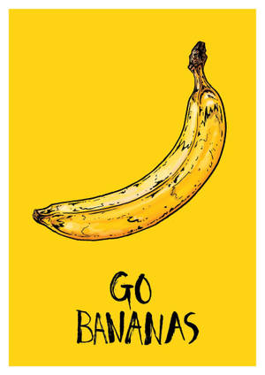 一個卡通香蕉，在黃色背景上有「go bananas」文字。 — Oppo Pad 5 霧面螢幕 壁紙