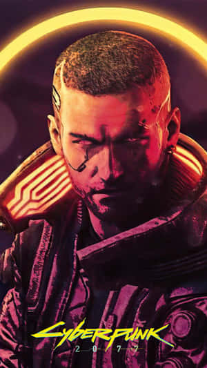 擁有發光義體和霓虹光環的 Cyberpunk 2077 角色。 — 電玩遊戲 GIF 壁紙
