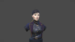 穿著紫色和金色服裝的女性數位半身像。 — 電玩遊戲 GIF 壁紙