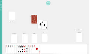 數位卡牌遊戲介面，包含玩家手牌和中央牌堆。 — 遊戲 壁紙