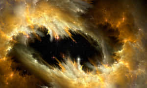 充滿活力的橙色和黑色宇宙星雲，帶有發光的星星。 — 銀河 壁紙