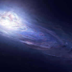 一個充滿活力的紫色和藍色螺旋星系，在繁星點點的夜空中閃耀。 — 太空 壁紙
