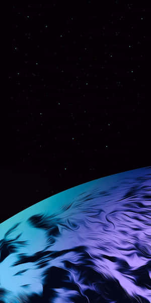 一個藍色和紫色行星在星空夜空下彎曲。 — 視網膜 壁紙